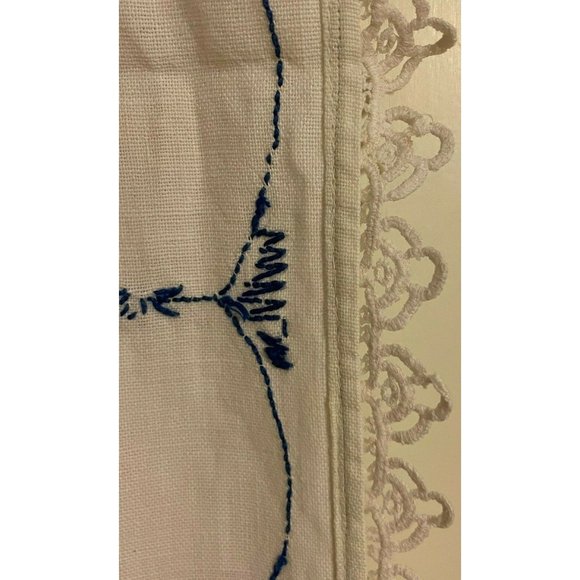 Vintage Linen Embroidered 30.5" x 17" Table Runner Purple Blue Green Handmade - Picture 11 of 11
